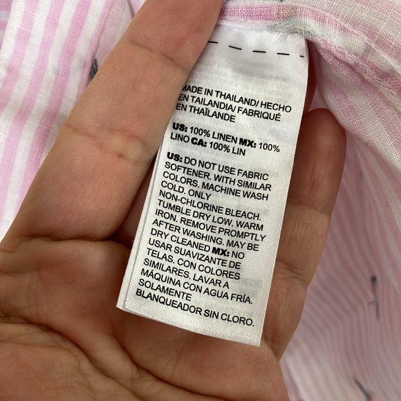 Chico's Novelty Hummingbird Print Linen Button Down Top, 12/L - Picture 5 of 6